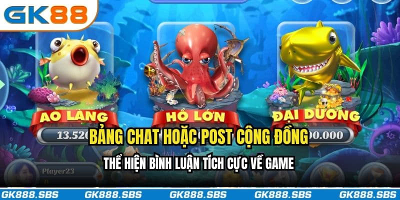 Bảng chat hoặc post cộng đồng thể hiện bình luận tích cực về game
