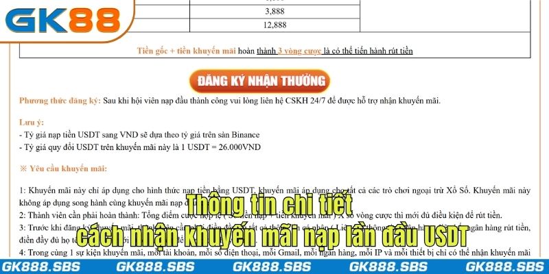Thông tin chi tiết cách nhận khuyến mãi nạp lần đầu USDT